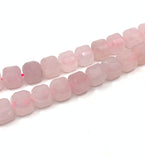 Rose Quartz Cube Gemstone Beads