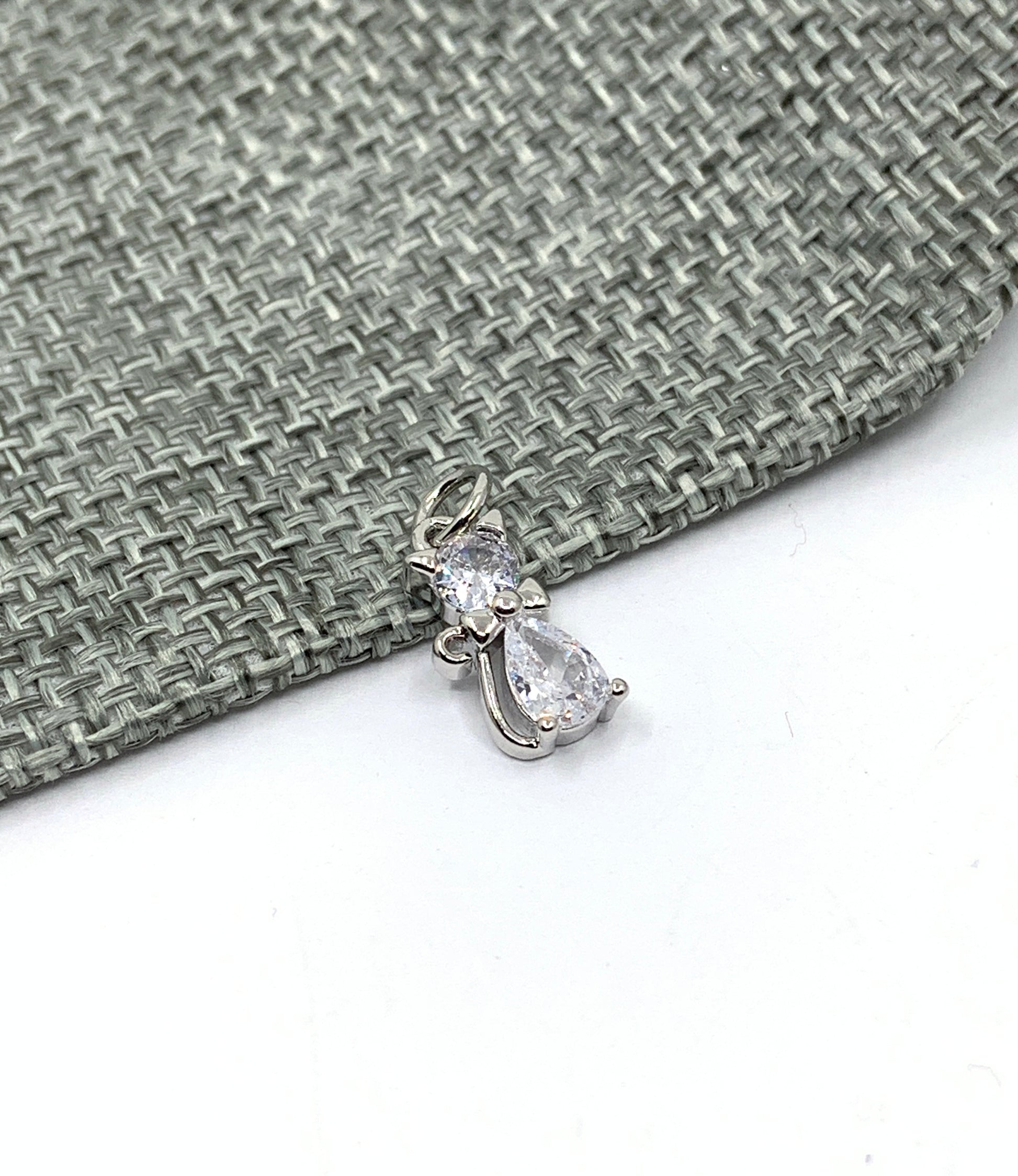 Silver Cat Charm Pendant