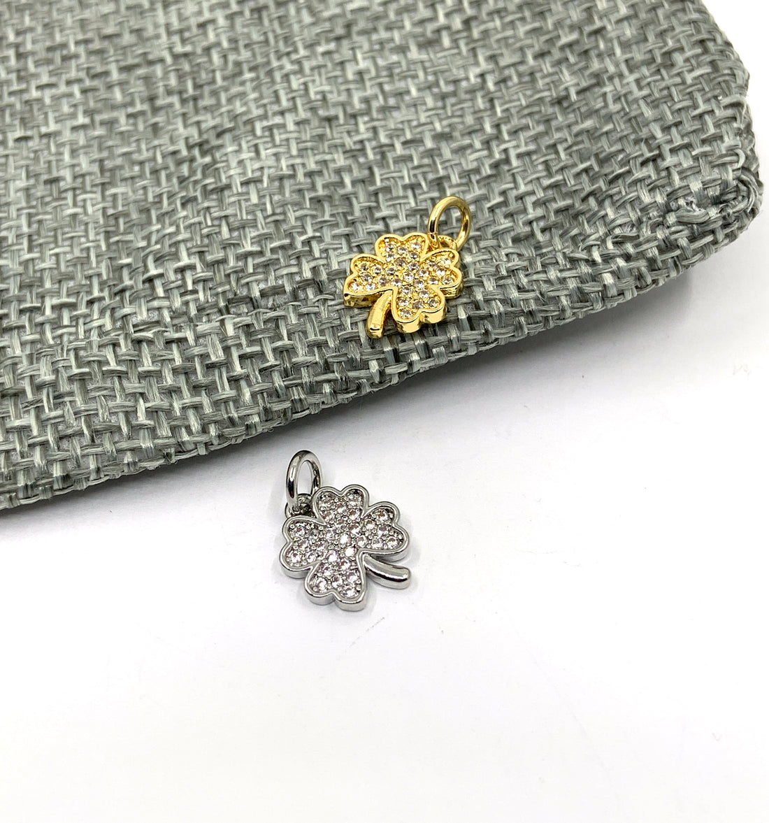 Pave clover leaf charms