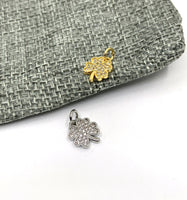 Silver and gold dainty clover leaf charms