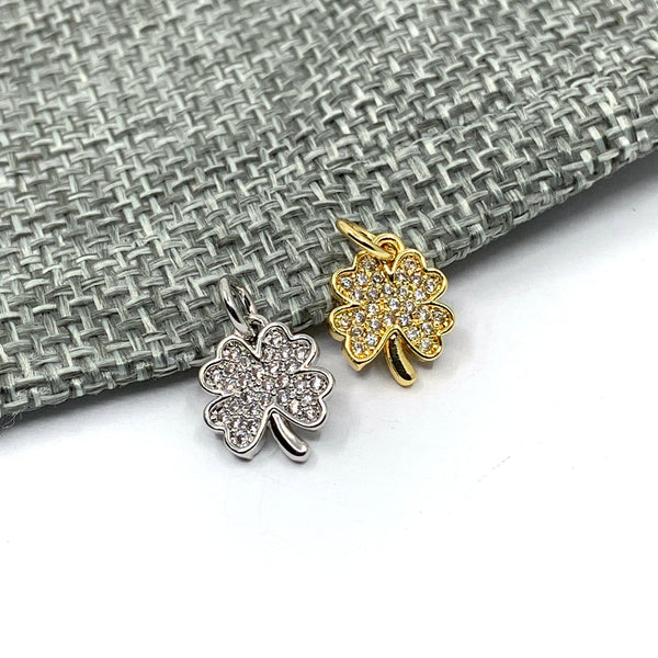 Pave clover leaf charms