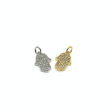 Hamsa Hand Pendant in Gold and Silver colors with CZ Stones 