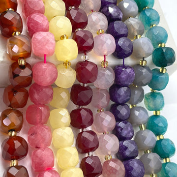8mm Cube Faceted Agate Beads ( Half Strand )