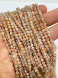 3mm Round faceted sunstone beads