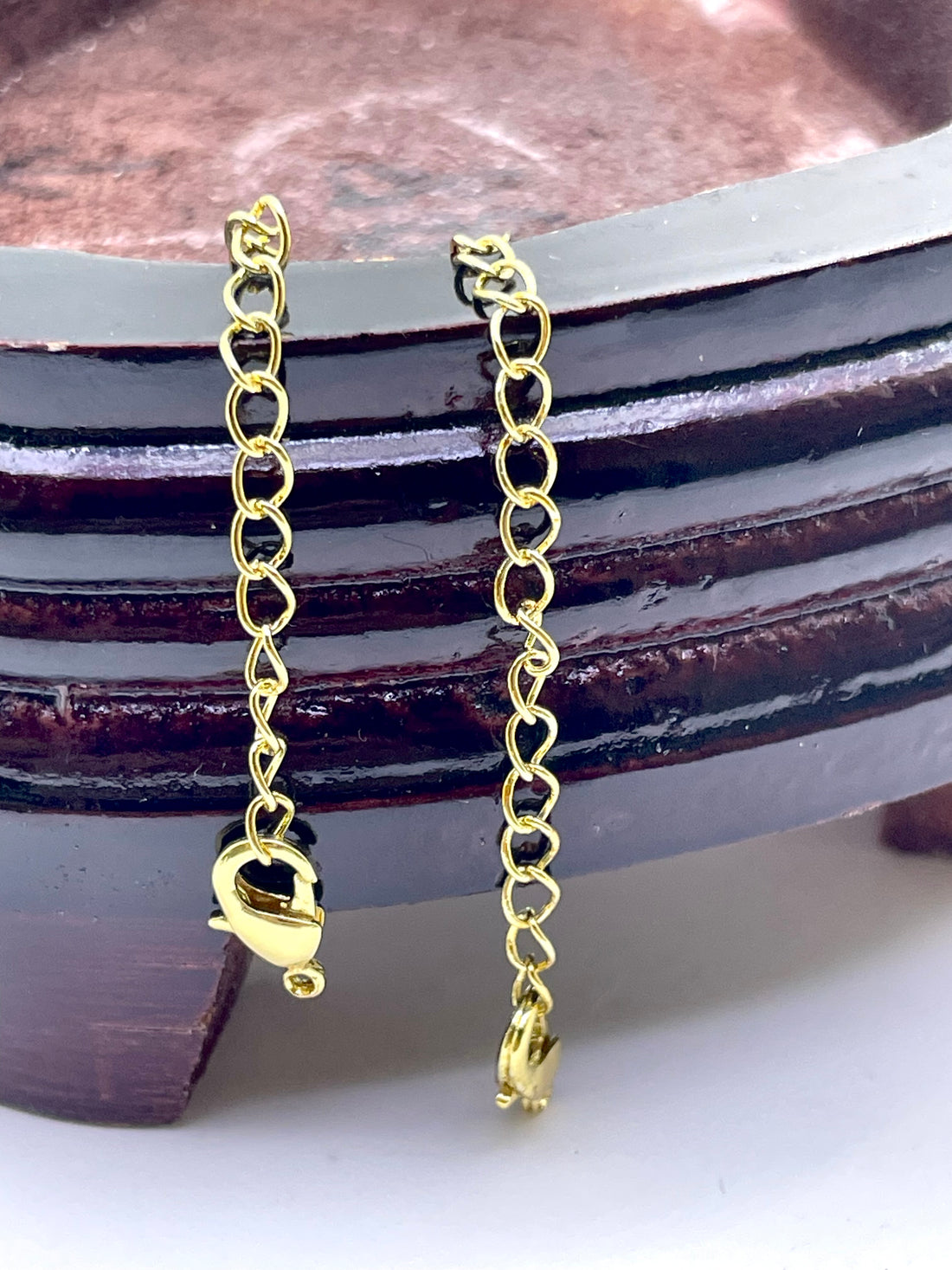 8mm Gold plated Brass Lobster Lock with 1.5 inches extension (3pcs)