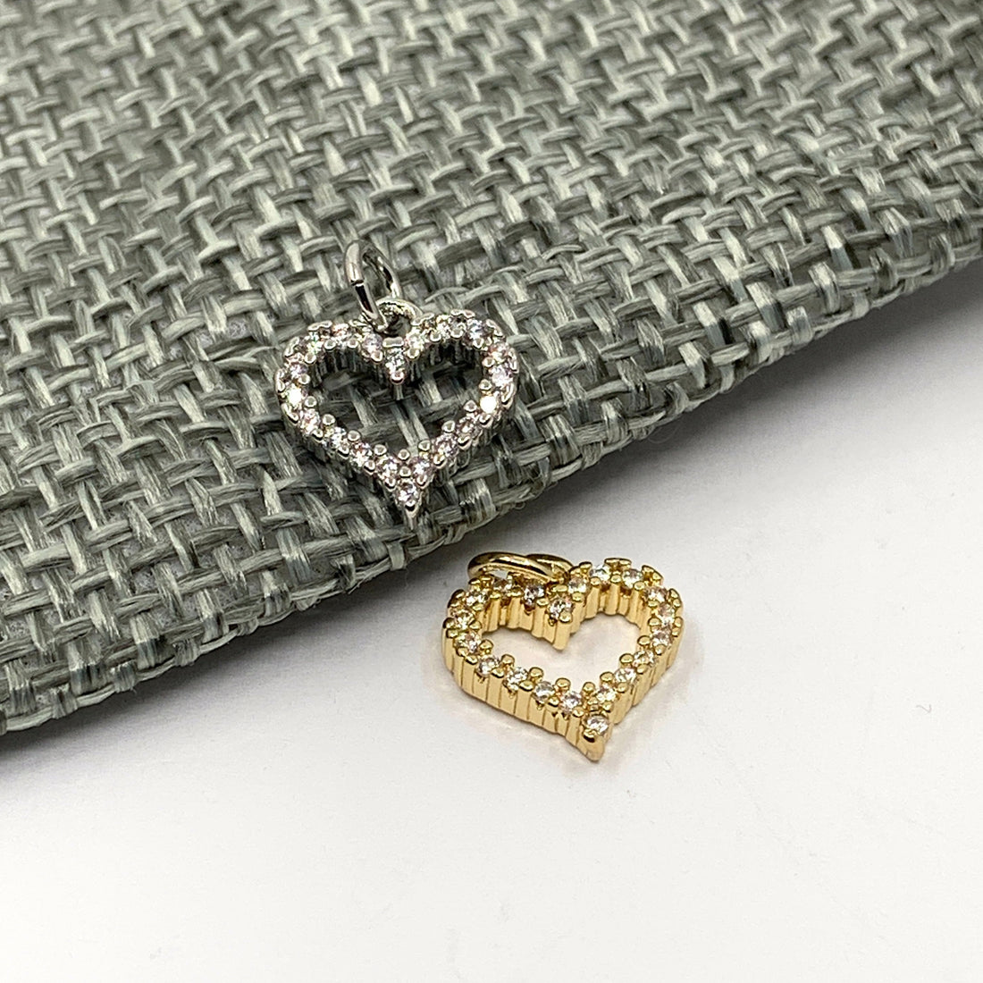 Hollow CZ Heart Pendant -Gold, Silver