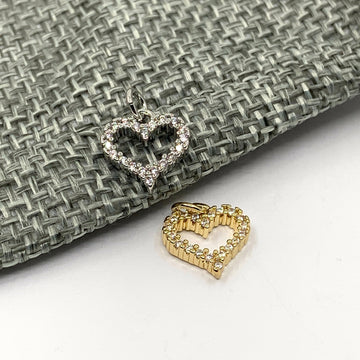 Hollow CZ Heart Pendant -Gold, Silver