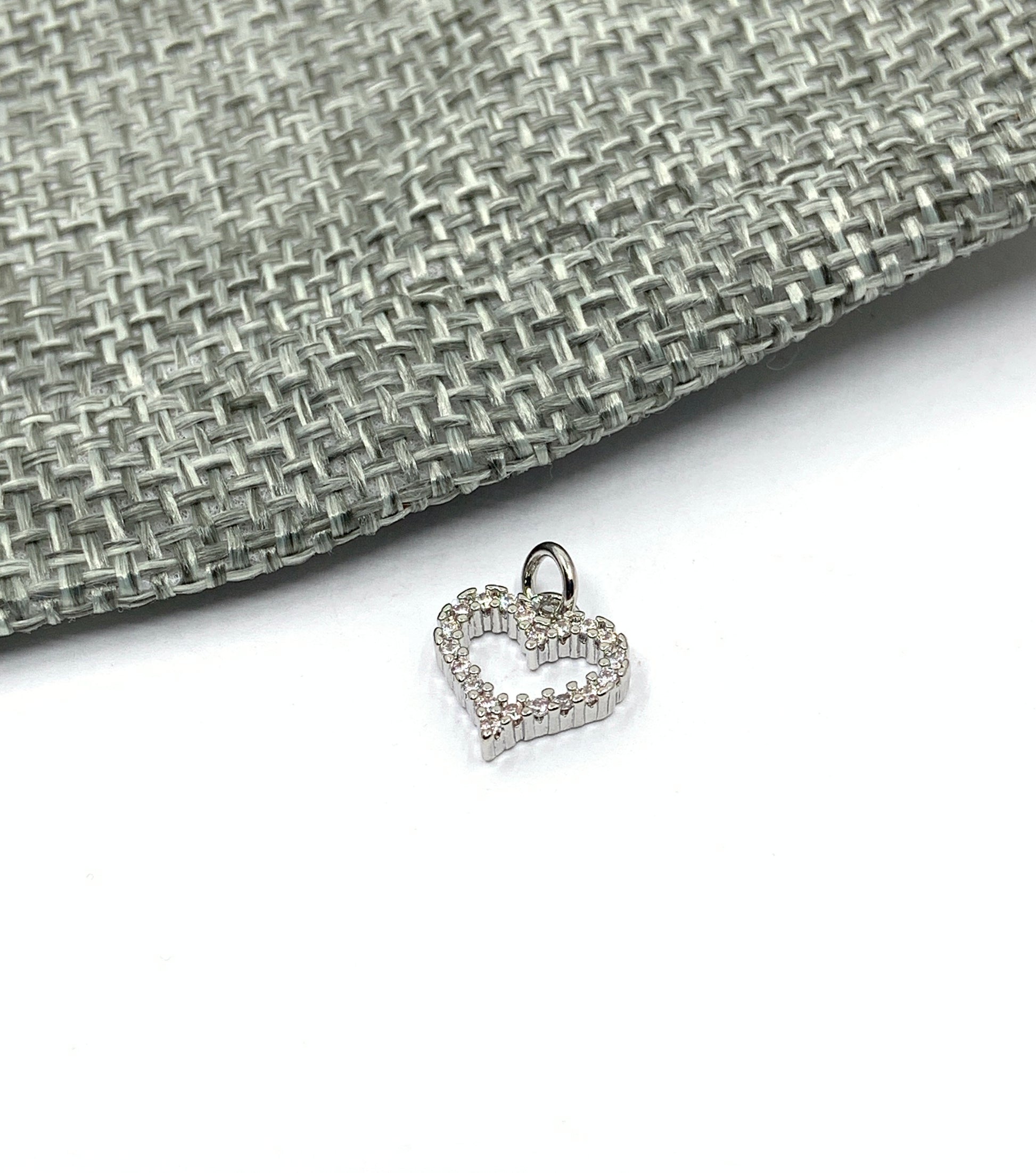 Hollow CZ Heart Pendant -Silver