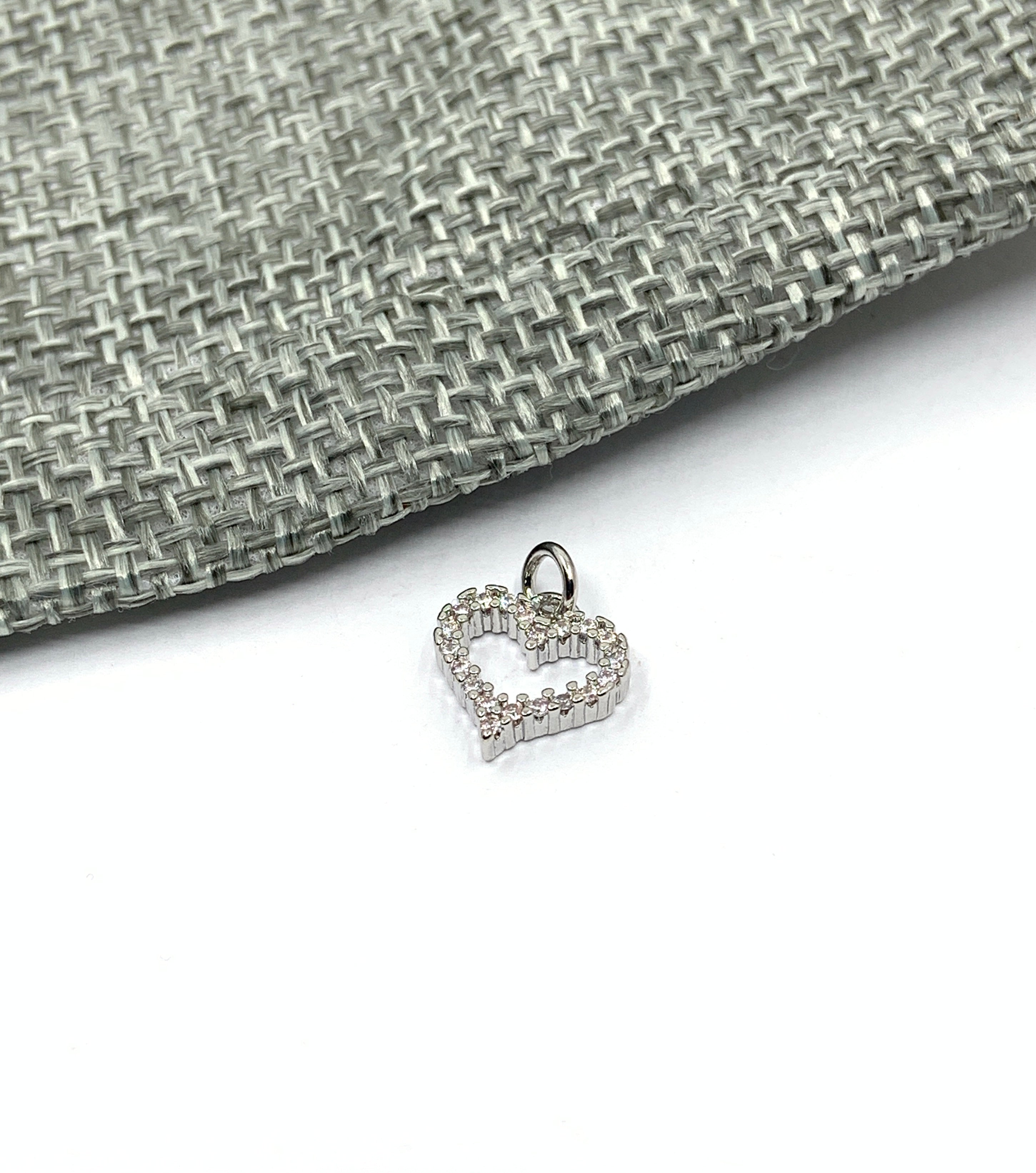 Hollow CZ Heart Pendant -Silver