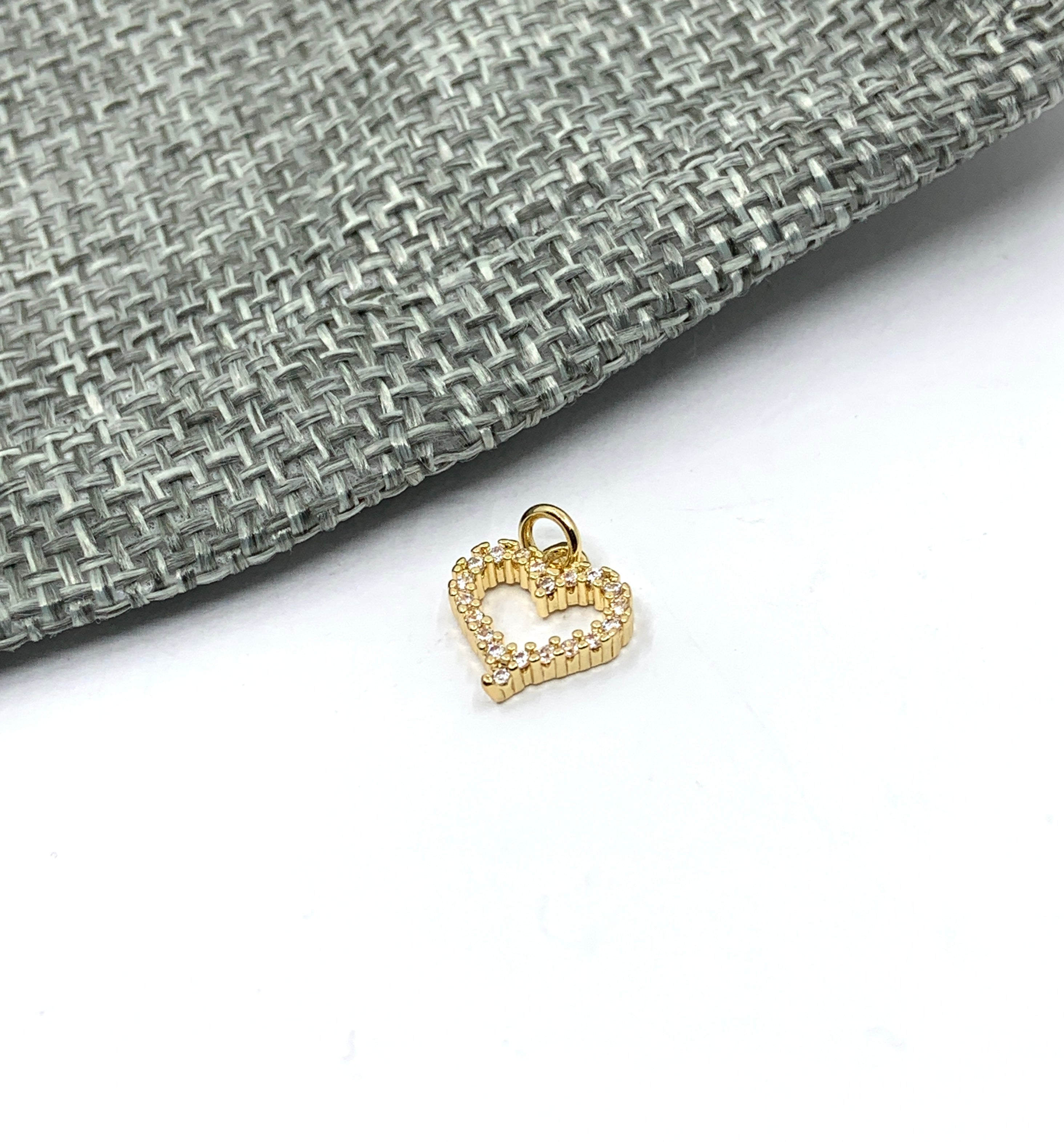 Hollow CZ Heart Pendant -Gold
