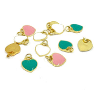 Blue Enamel Charm Sterling Silver Flat Heart Charm