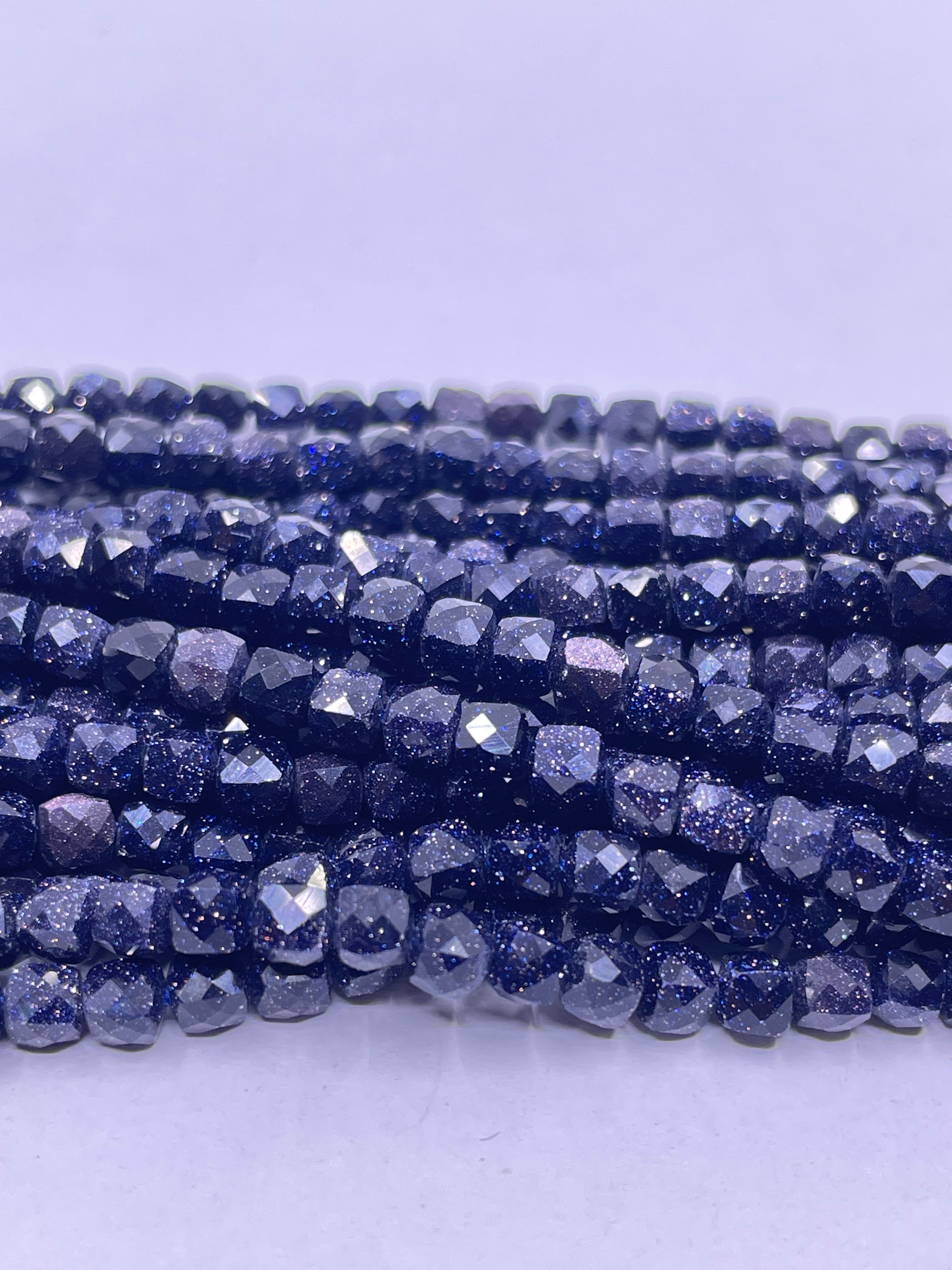 Cube Faceted 4mm x 4mm Natural Stone beads, 4 Options (Half Strand)| Bellaire Wholesale