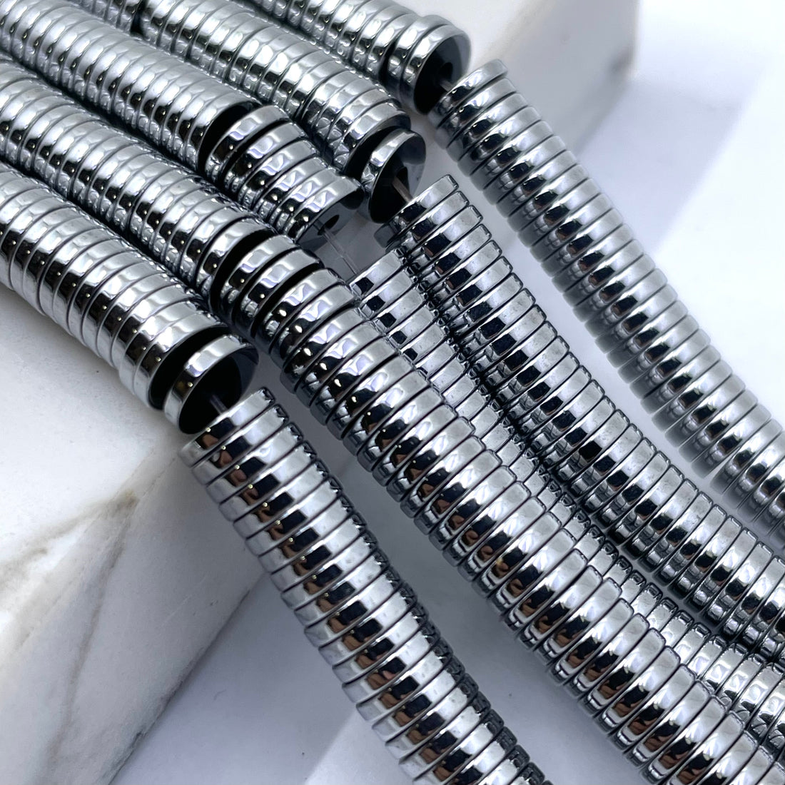 6mm x 1mm flat hematite disc beads