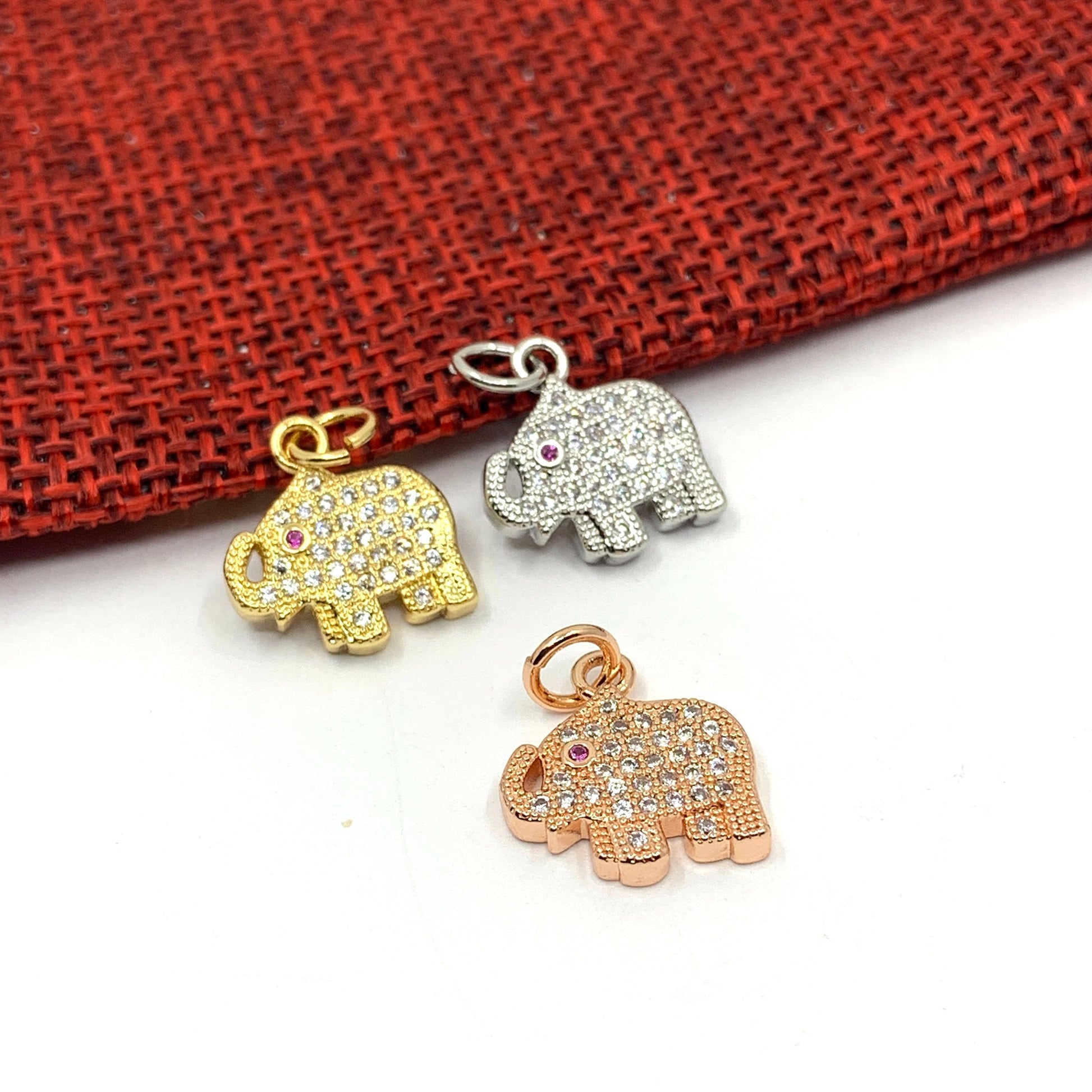 Mini Elephant Charms CZ Pave 