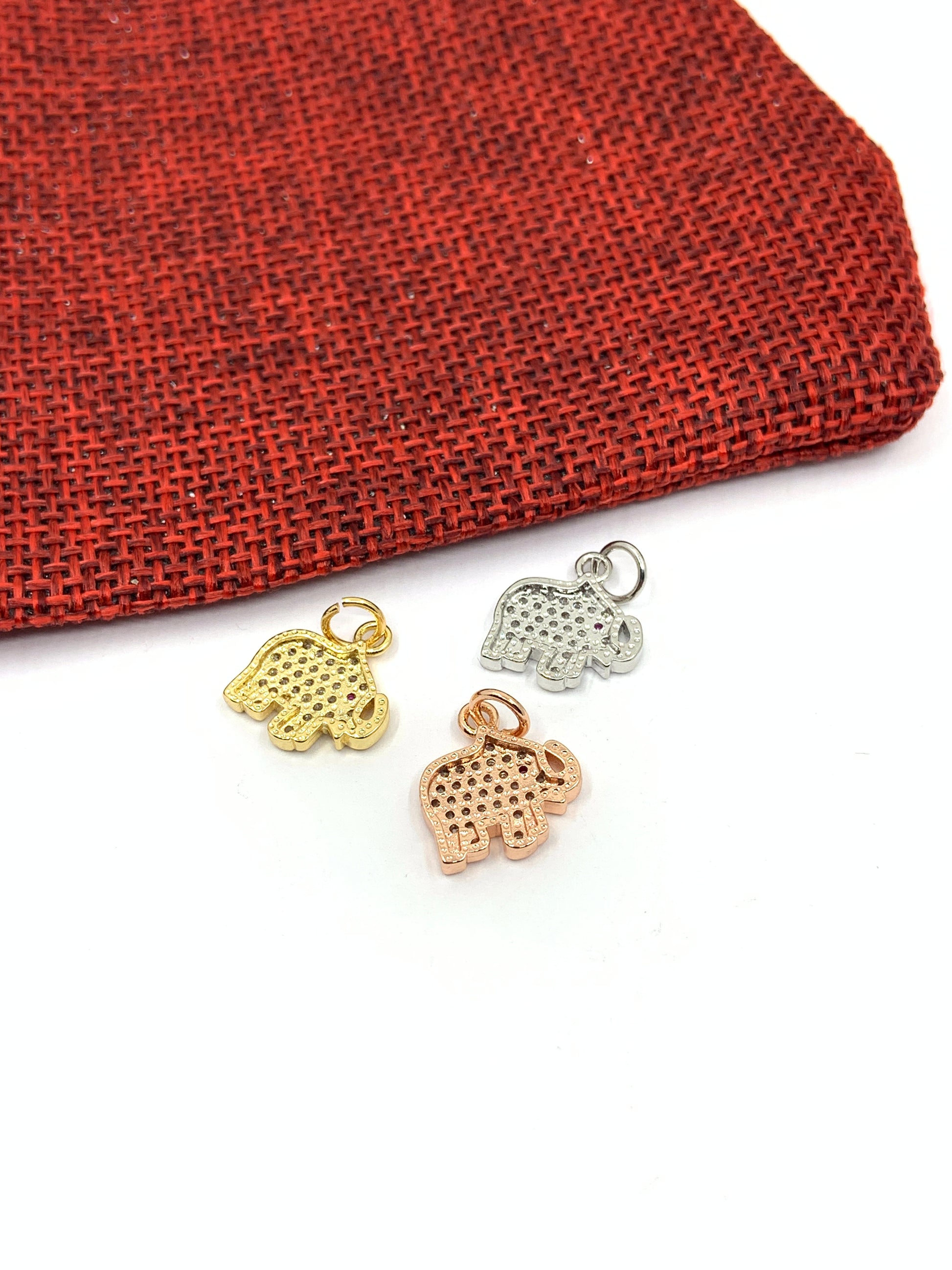 Mini Elephant Charms CZ Pave