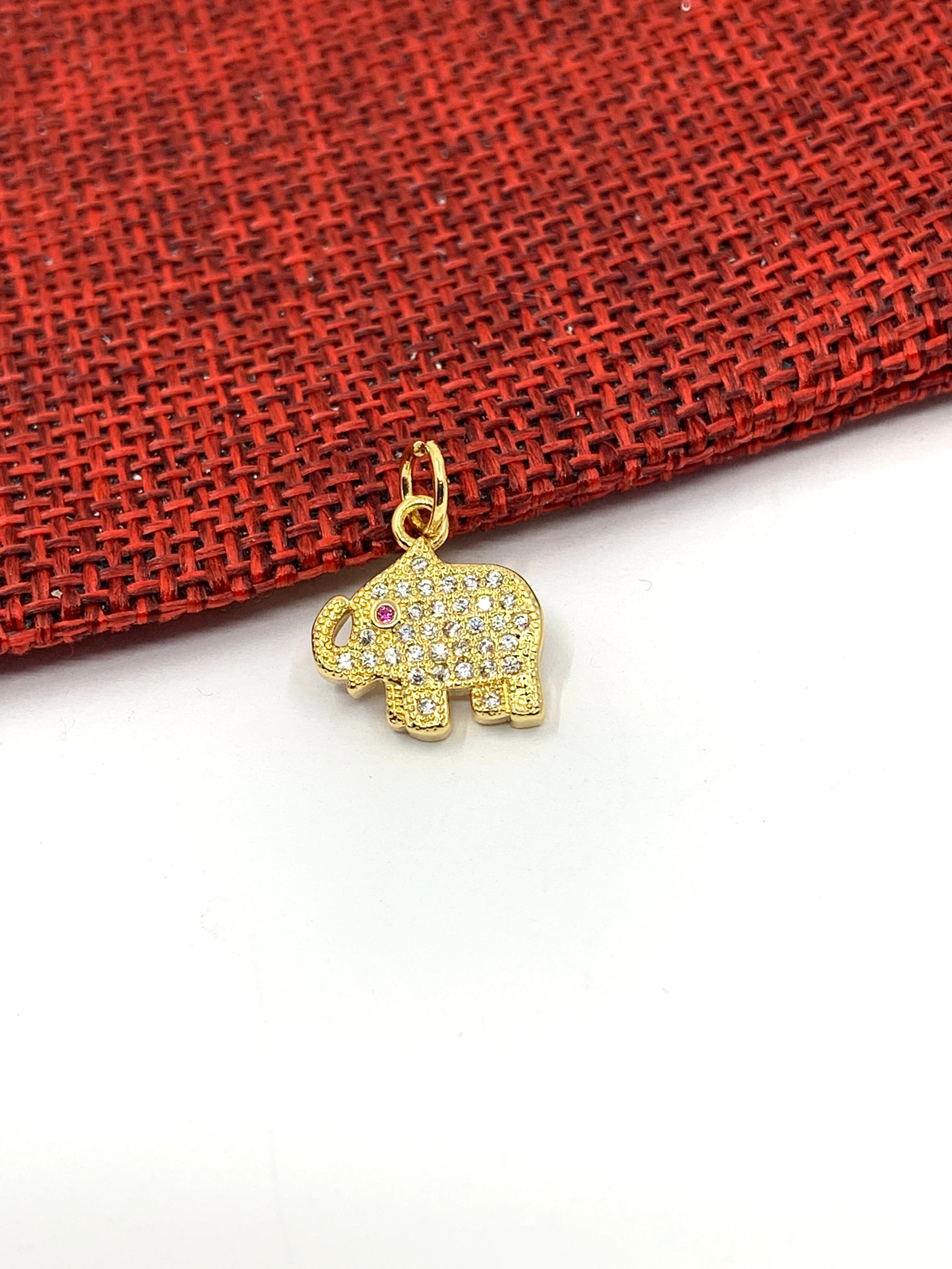 Mini Elephant Charms CZ Pave
