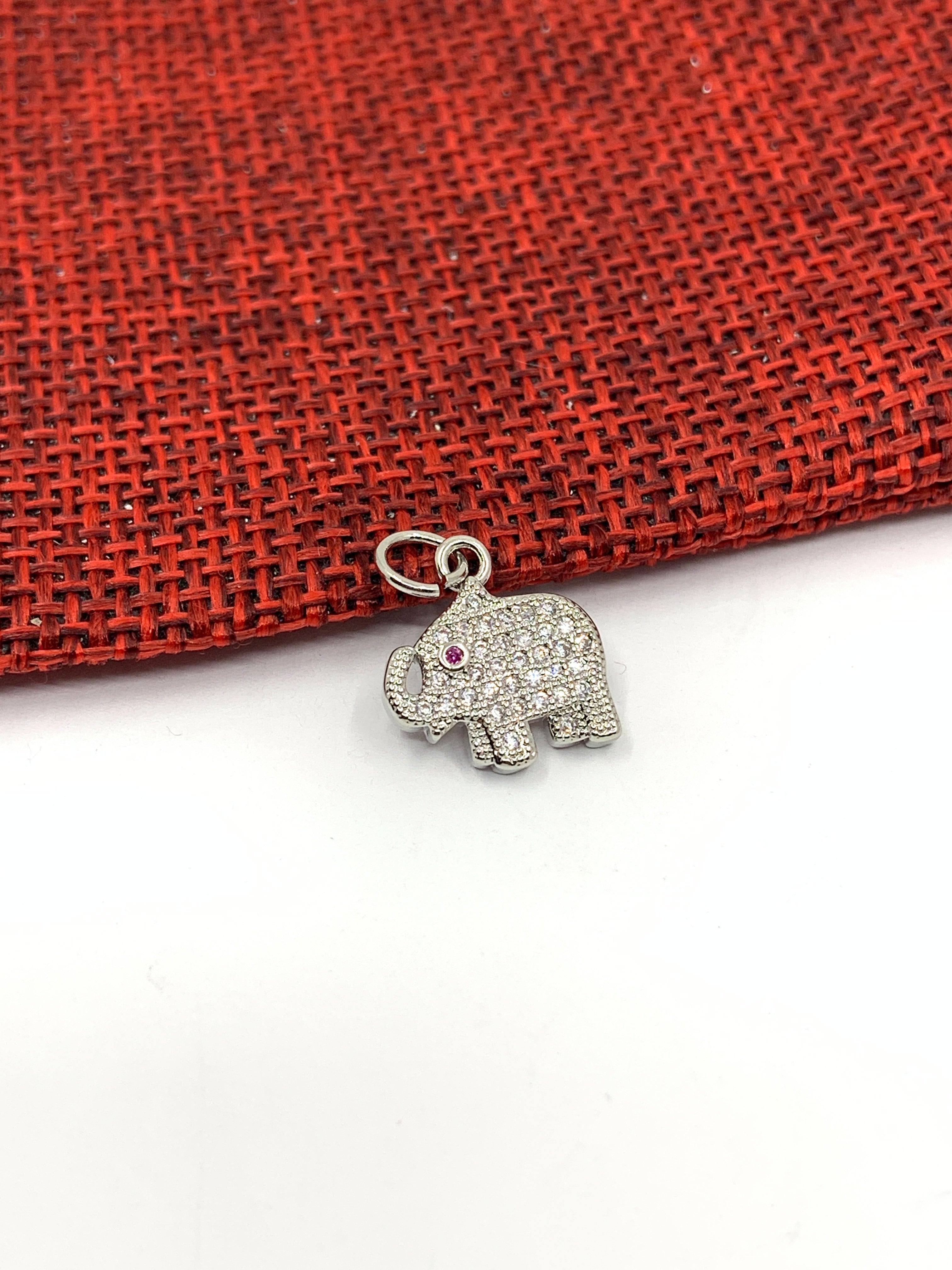 Mini Elephant Charms CZ Pave