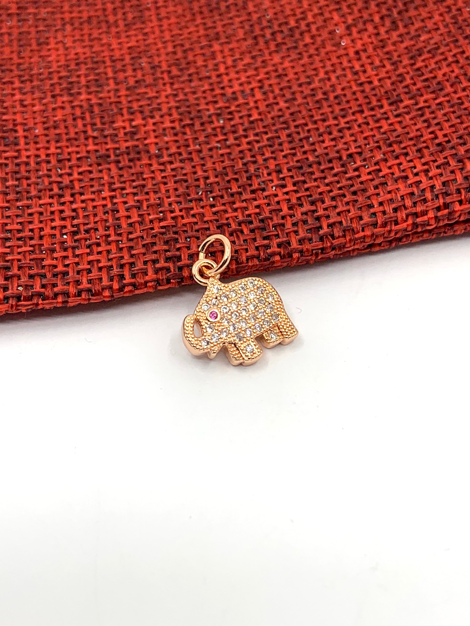 Mini Elephant Charms CZ Pave