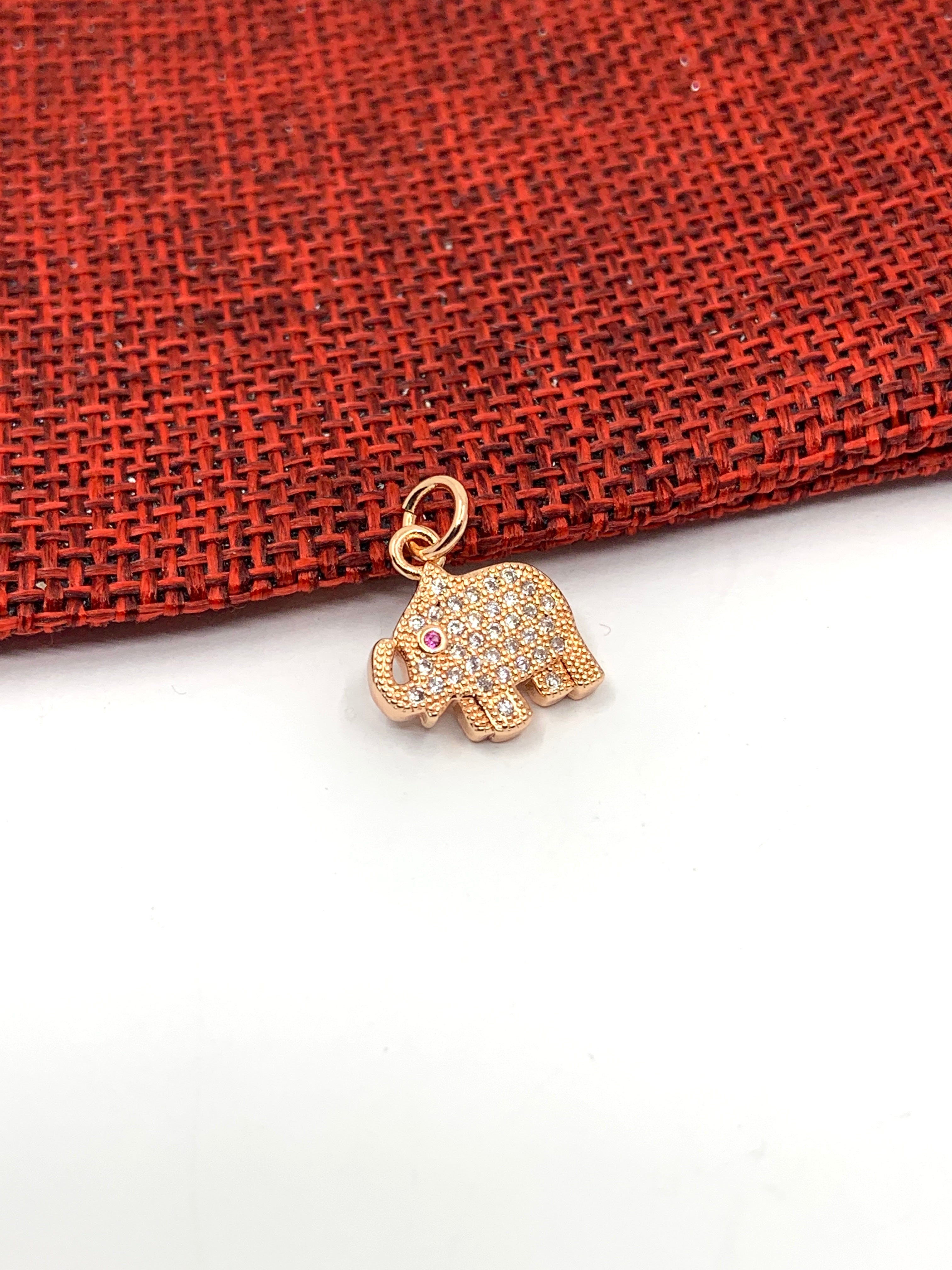Mini Elephant Charms CZ Pave