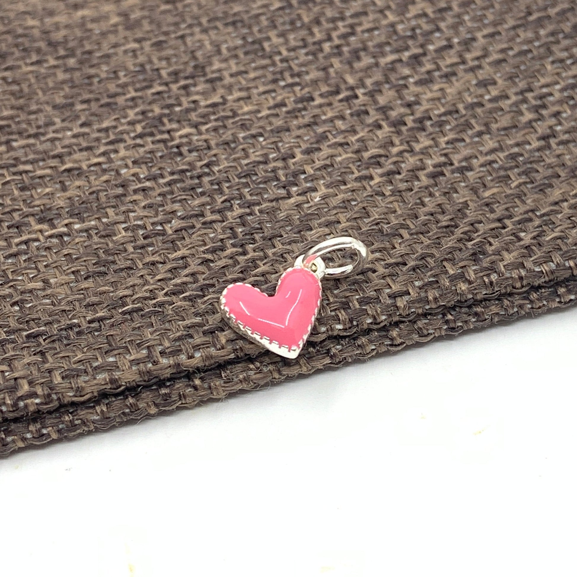 Sterling Silver Pink Enamel heart charm