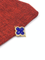 Royal Blue enamel clover charm with 2 loops