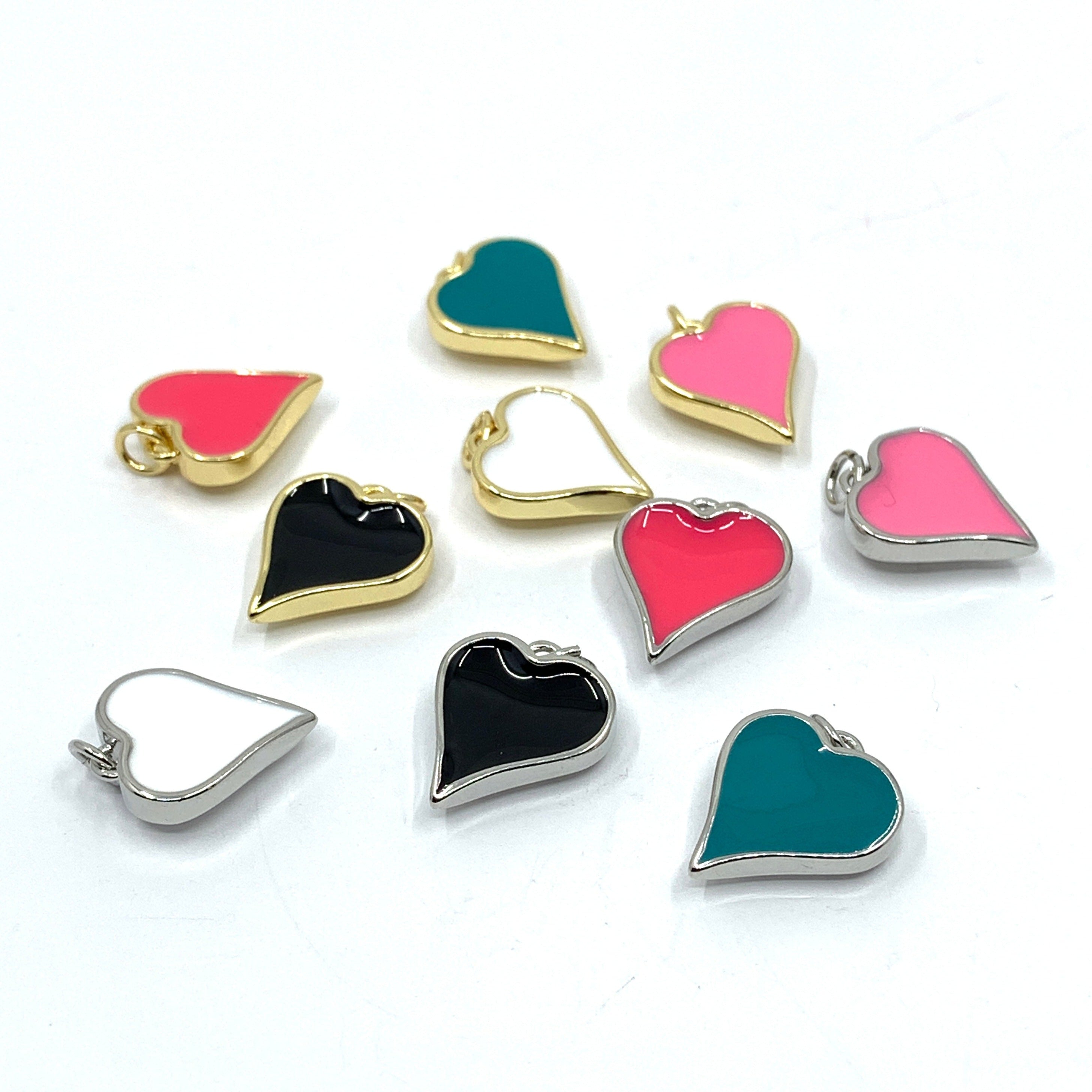 Colorful Enamel Heart Pendants