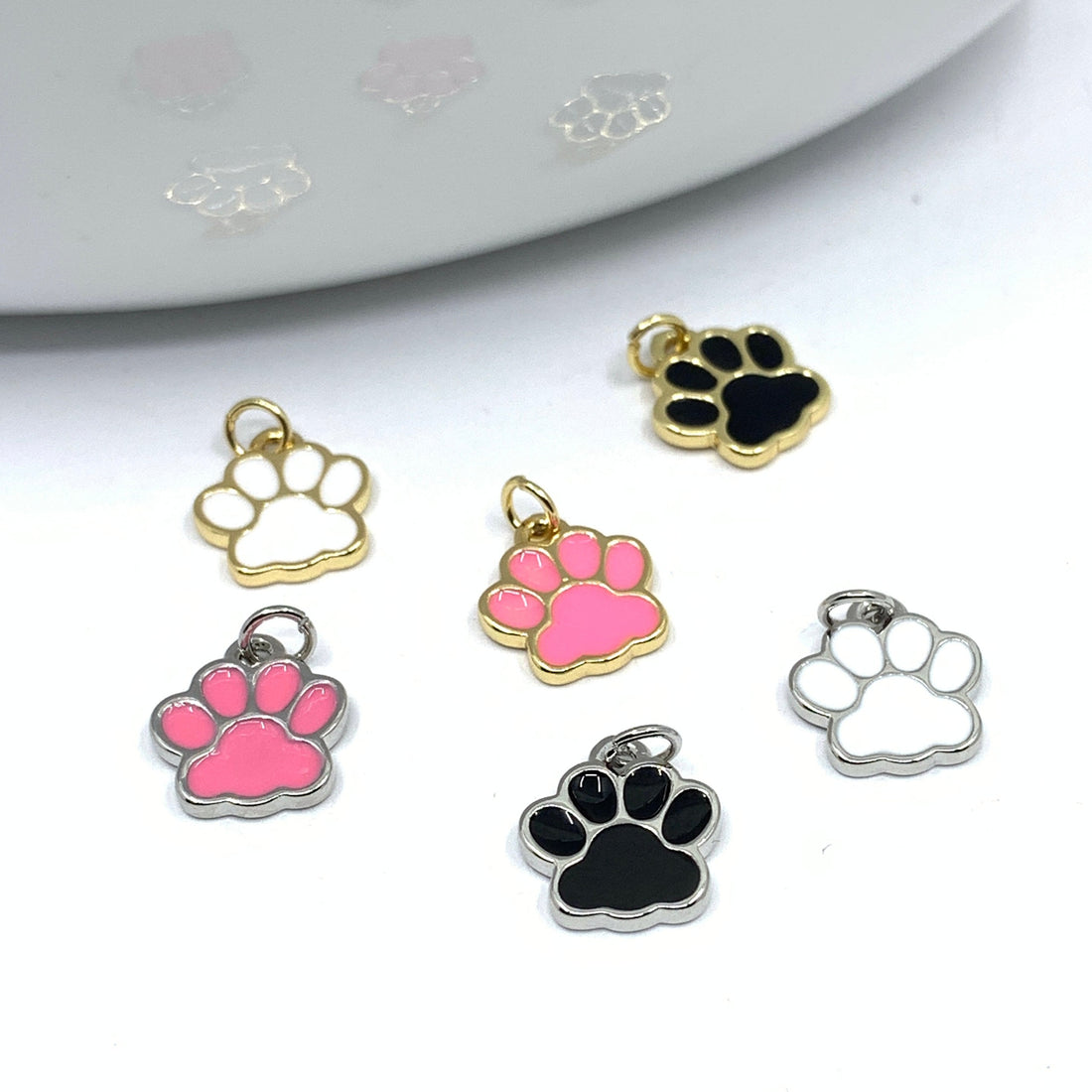 Enamel Paw Print Charms