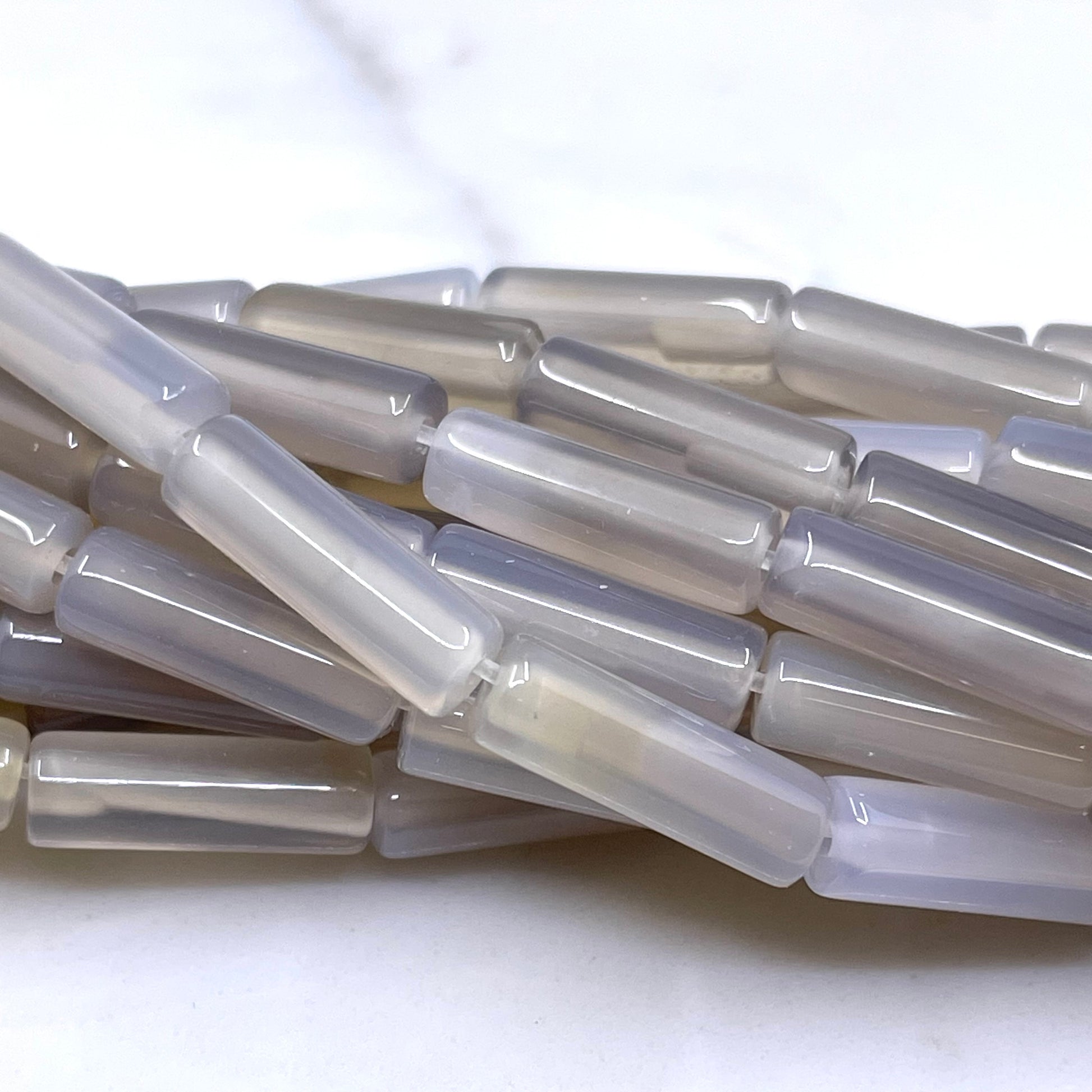 Grey agate tube beads