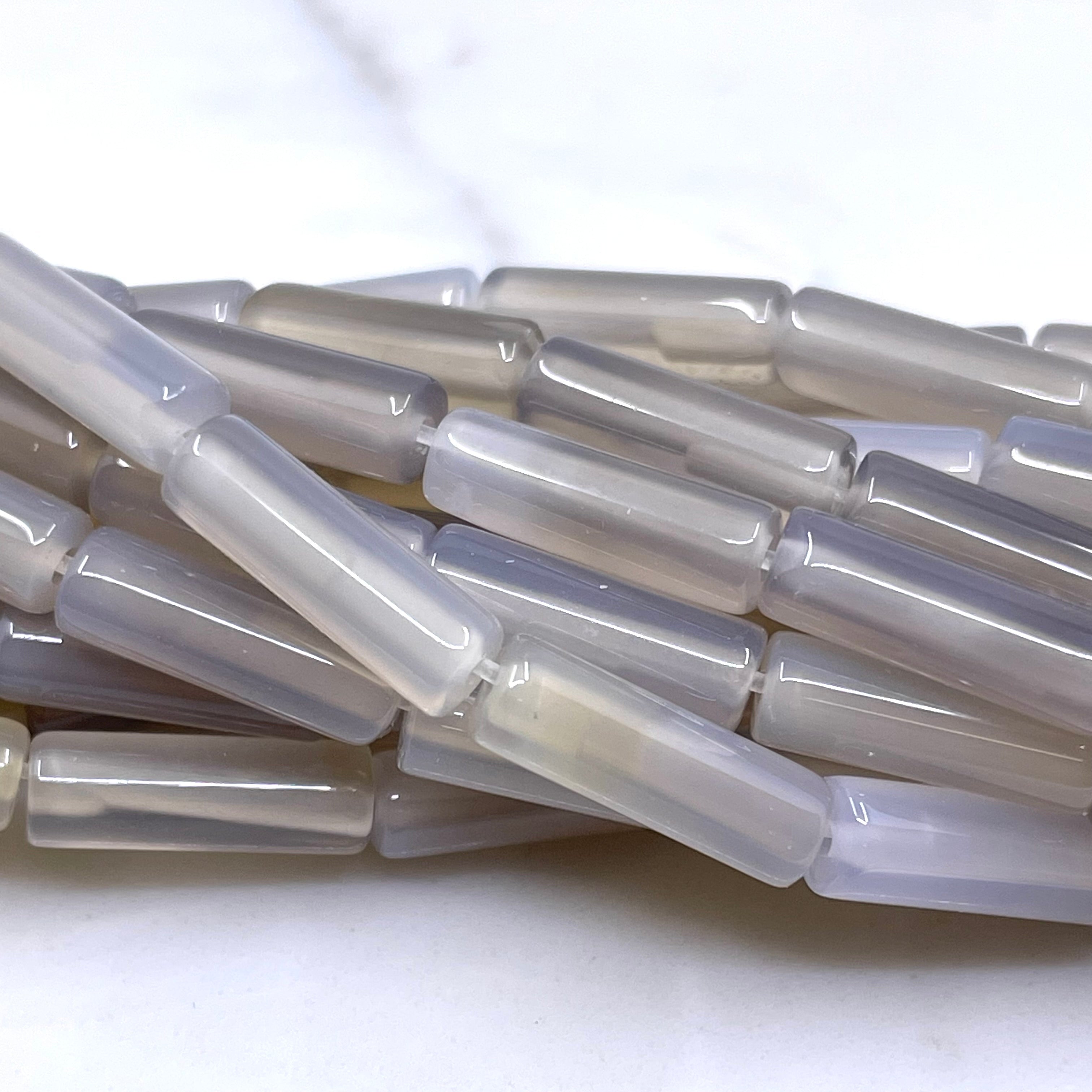 Grey agate tube beads