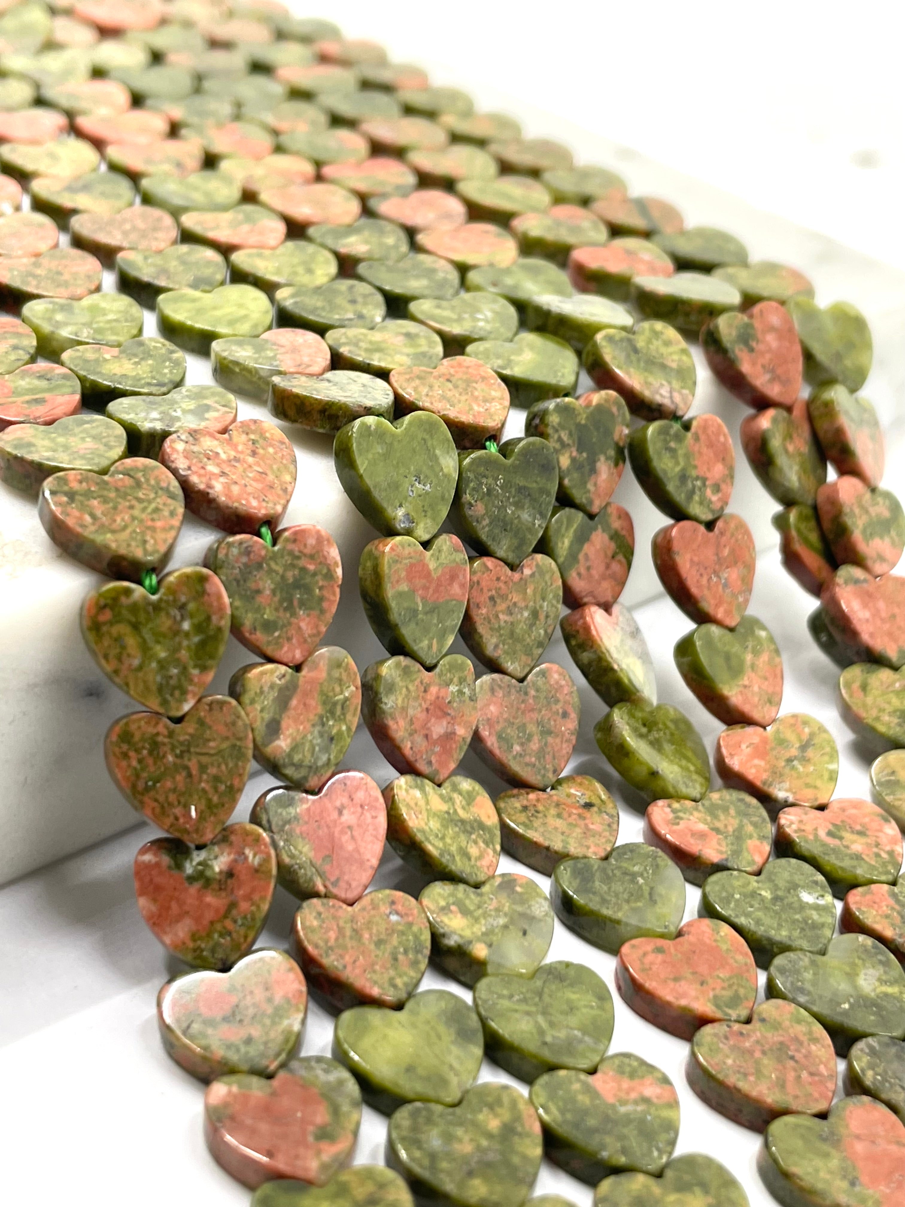 Unakite beads in close up
