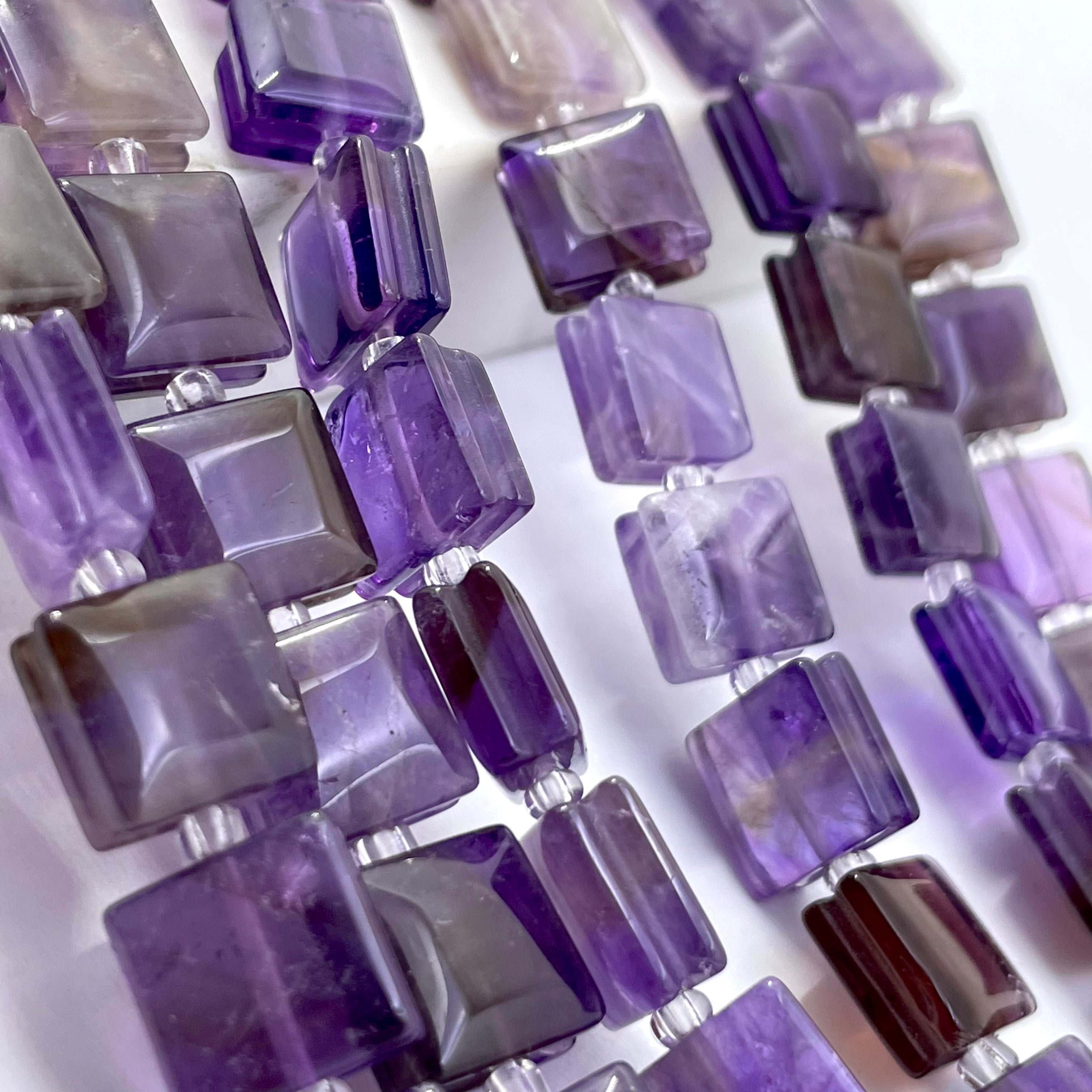 Flat square amethyst beads