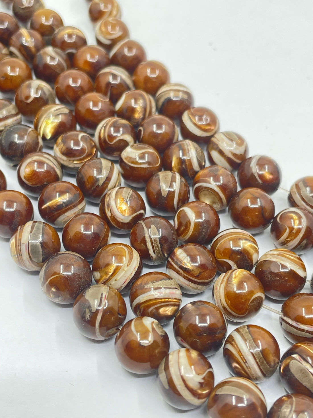 Mocha brown iridescent mother of pearl beads