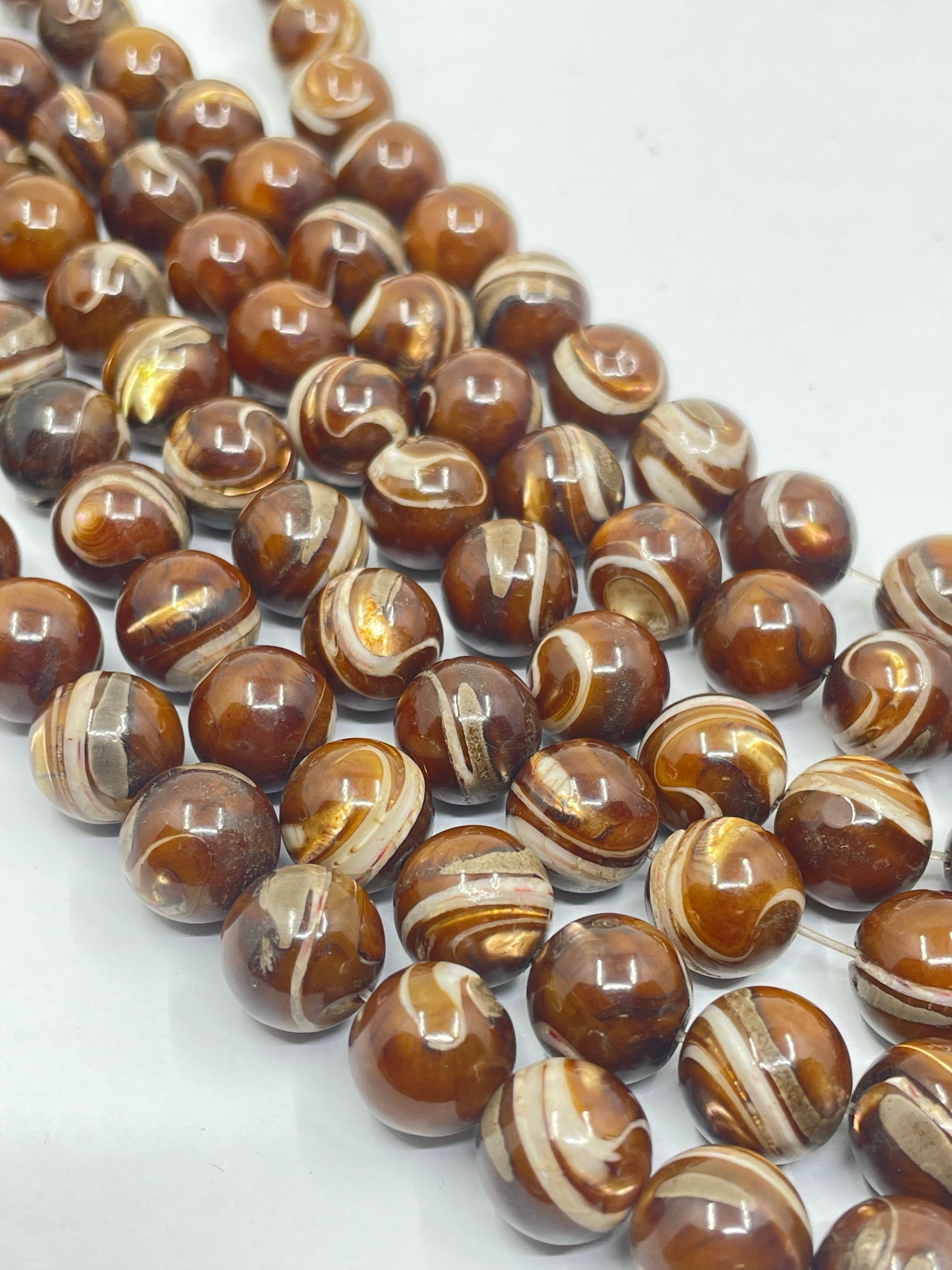 Mocha brown iridescent mother of pearl beads