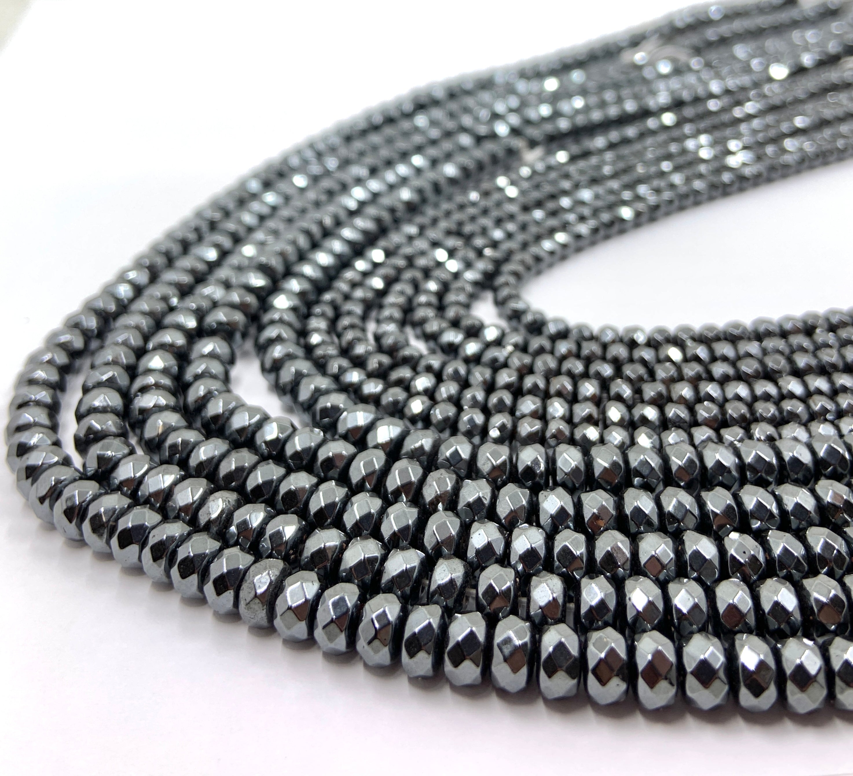Rondelle hematite spacer beads