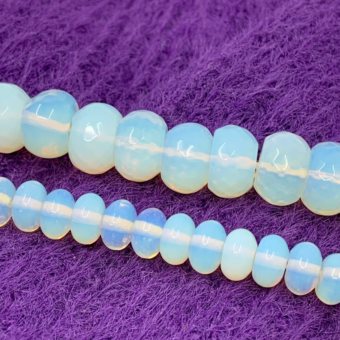 Rondelle Opalite Beads- Faceted and smooth
