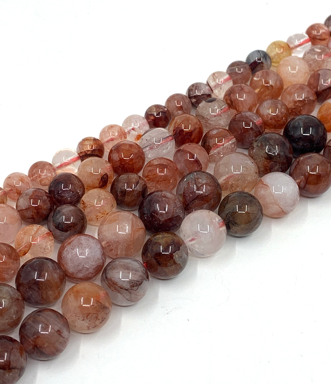 Round Fire Quartz Gemstone Beads