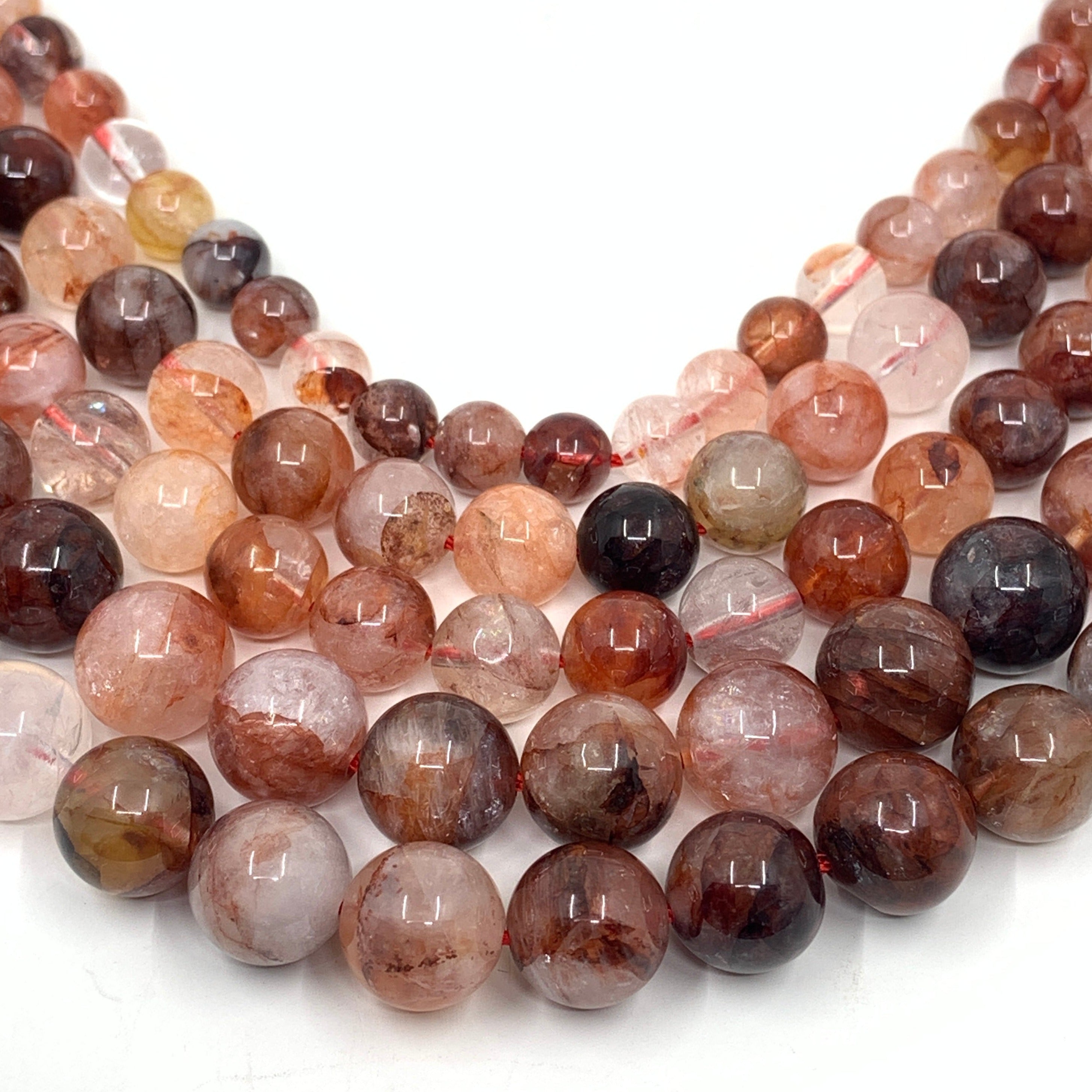 Round Fire Quartz Gemstone Beads