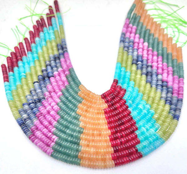 6mm x 2mm Donut Disc Shape Bead Rainbow Jade Bead