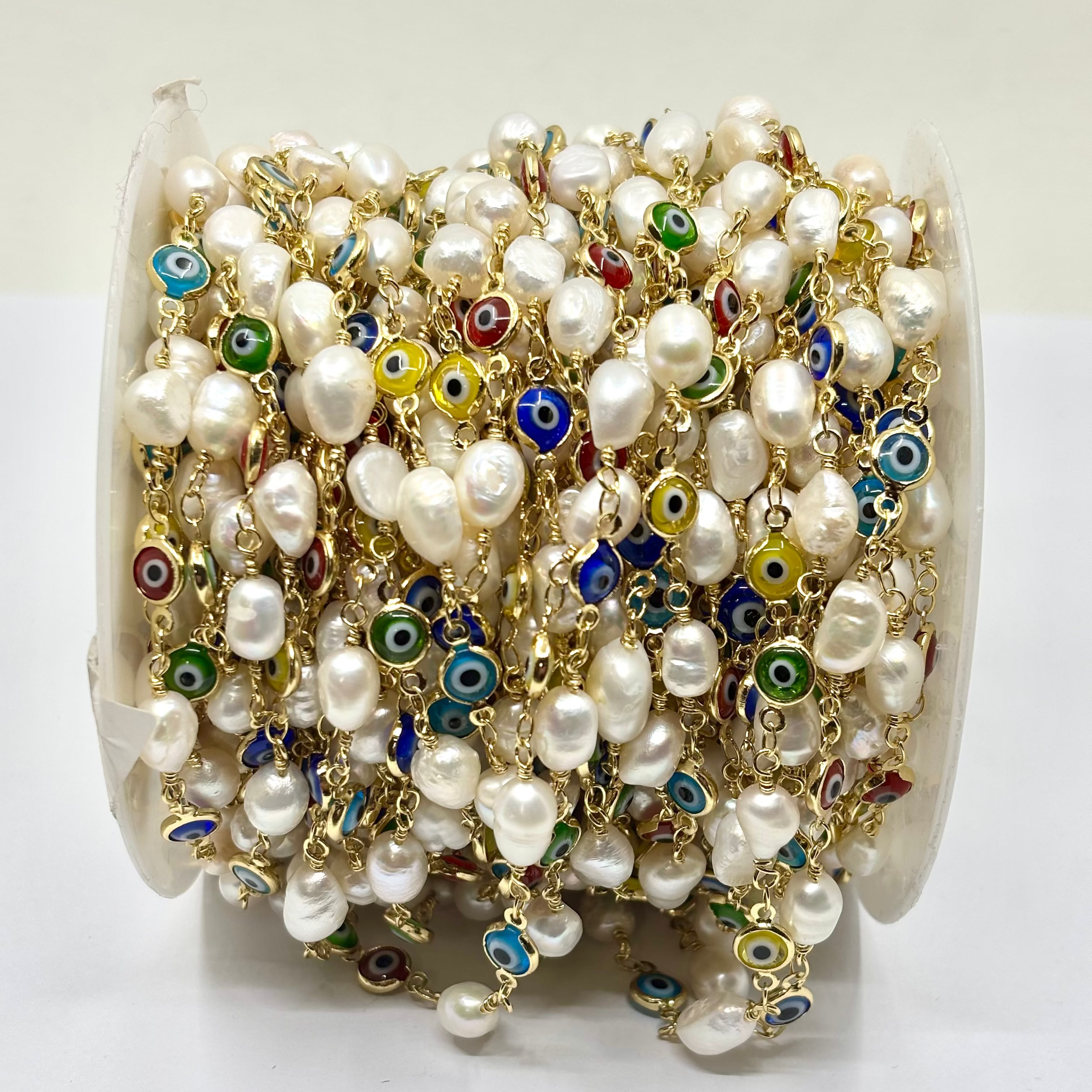 Fresh Water Pearl With Evil Eye Chain 18Inches