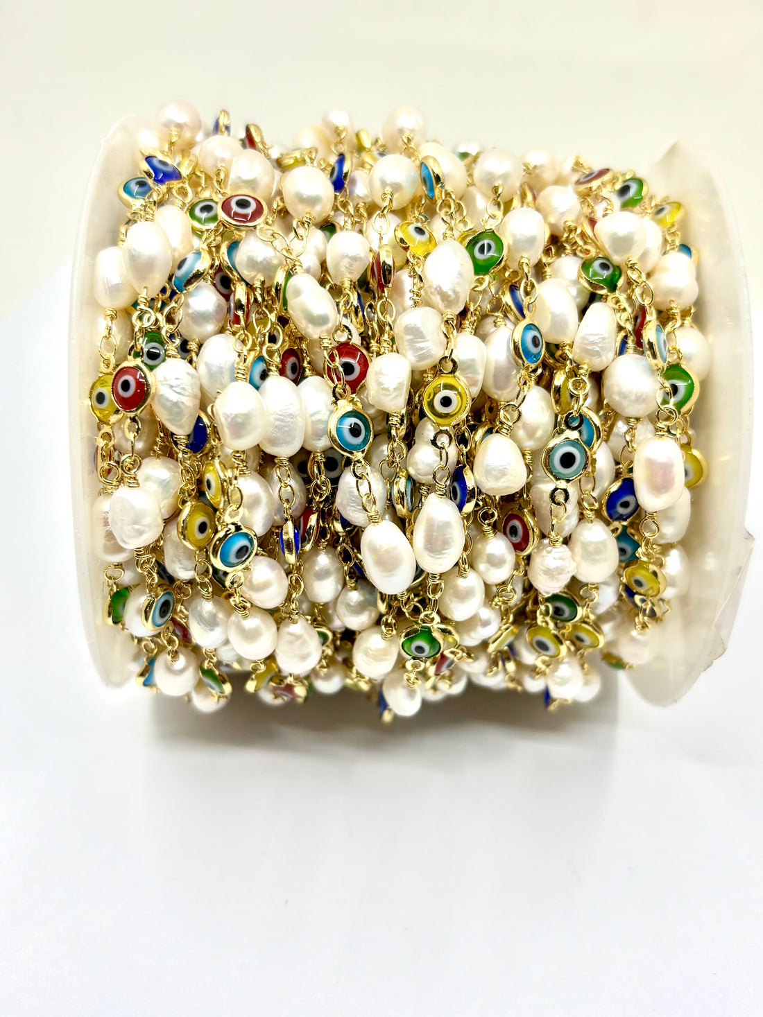 Fresh Water Pearl With Evil Eye Chain 18Inches