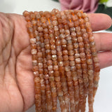 Cube Faceted 4mm x 4mm Natural Stone beads, 4 Options (Half Strand)