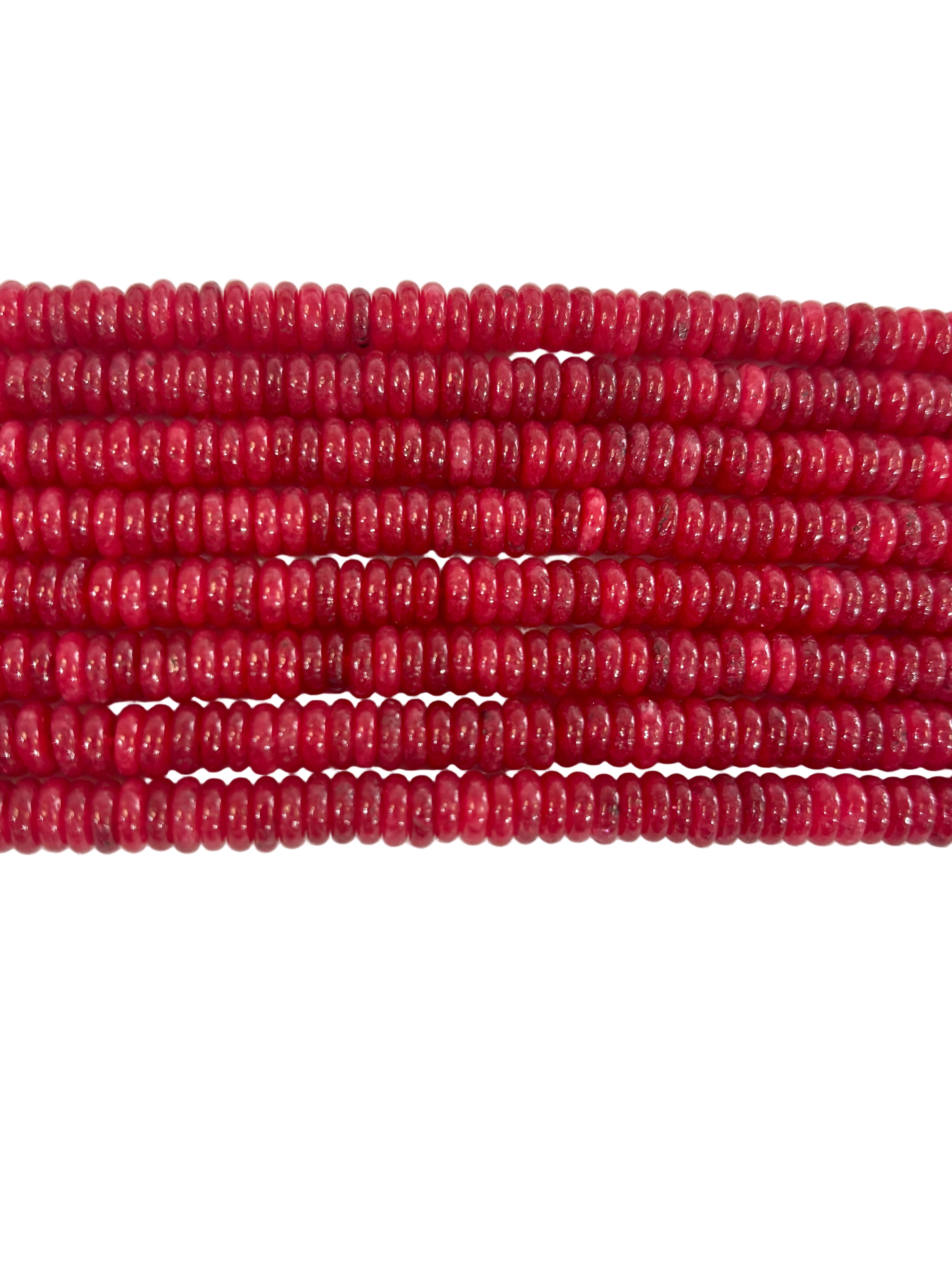 6mm x 2mm Donut Disc Shape Bead Ruby Red Jade