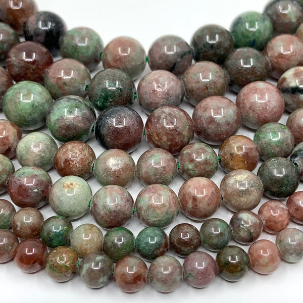 Green Orange Garnet Beads