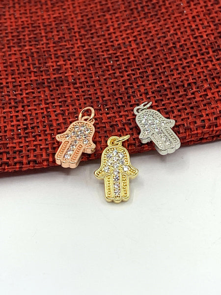 Rose gold, gold and silver hamsa hand pendant