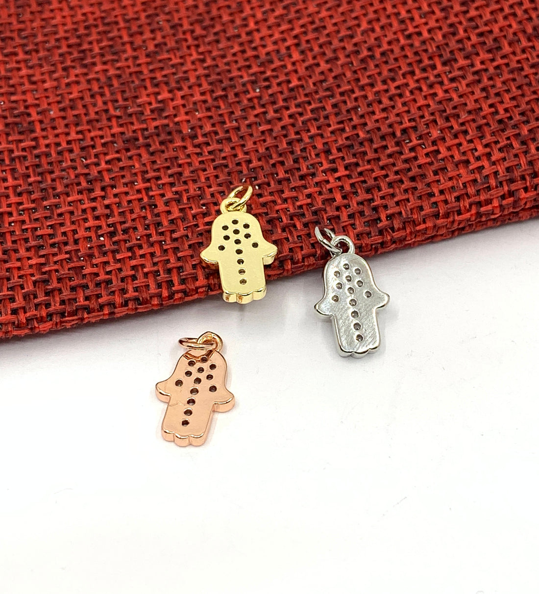 Rose gold, gold and silver hamsa hand pendant