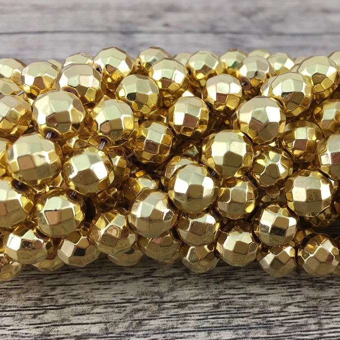 10mm Gold Faceted Hematite Bead | Bellaire Wholesale