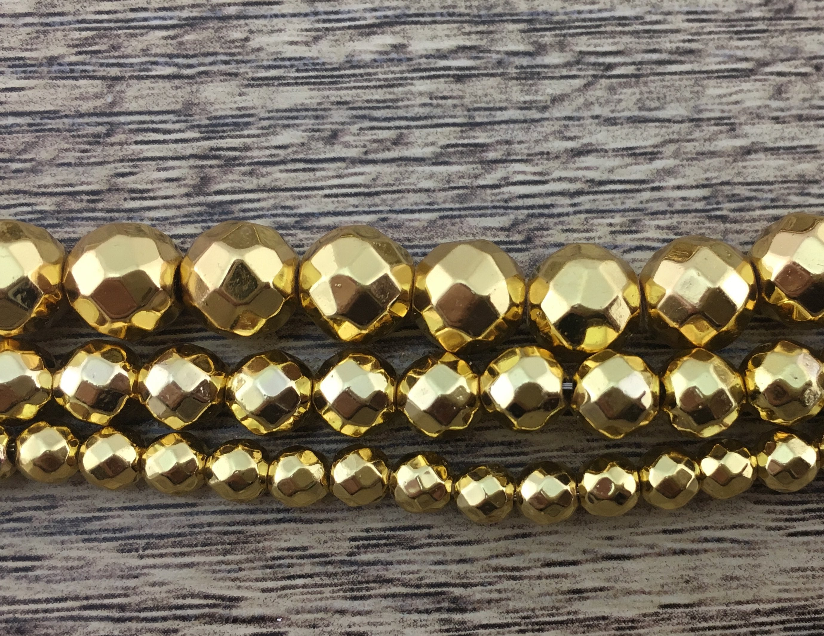 10mm Gold Faceted Hematite Bead | Bellaire Wholesale