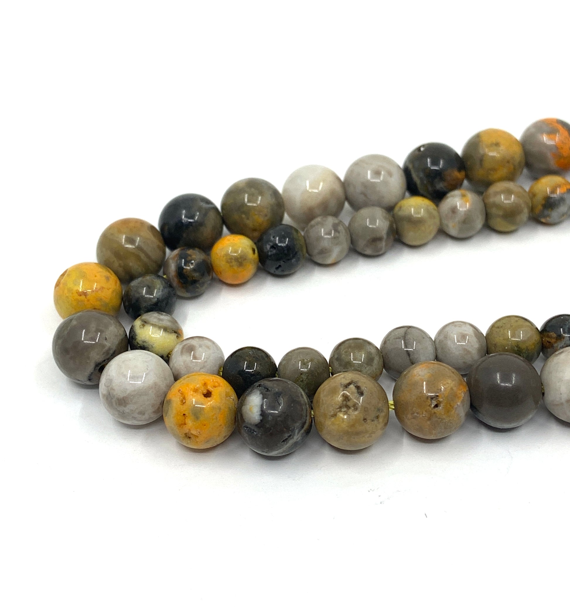 Round bumble bee jasper beads