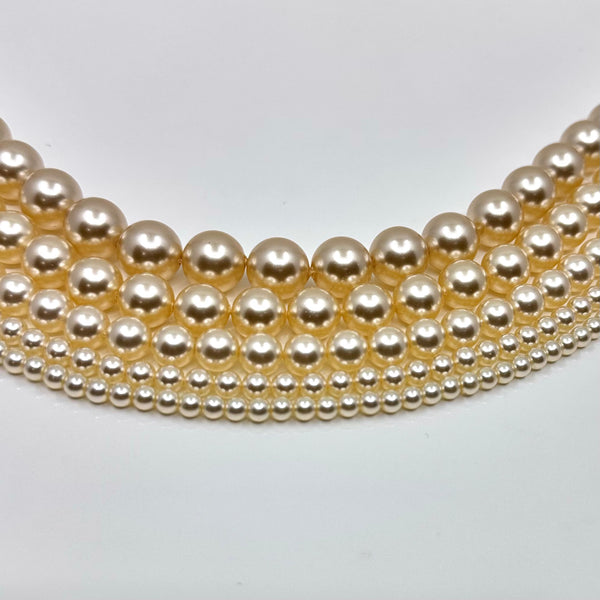 Ivory Shell Pearls, 4mm, 6mm, 8mm 10mm 12mm