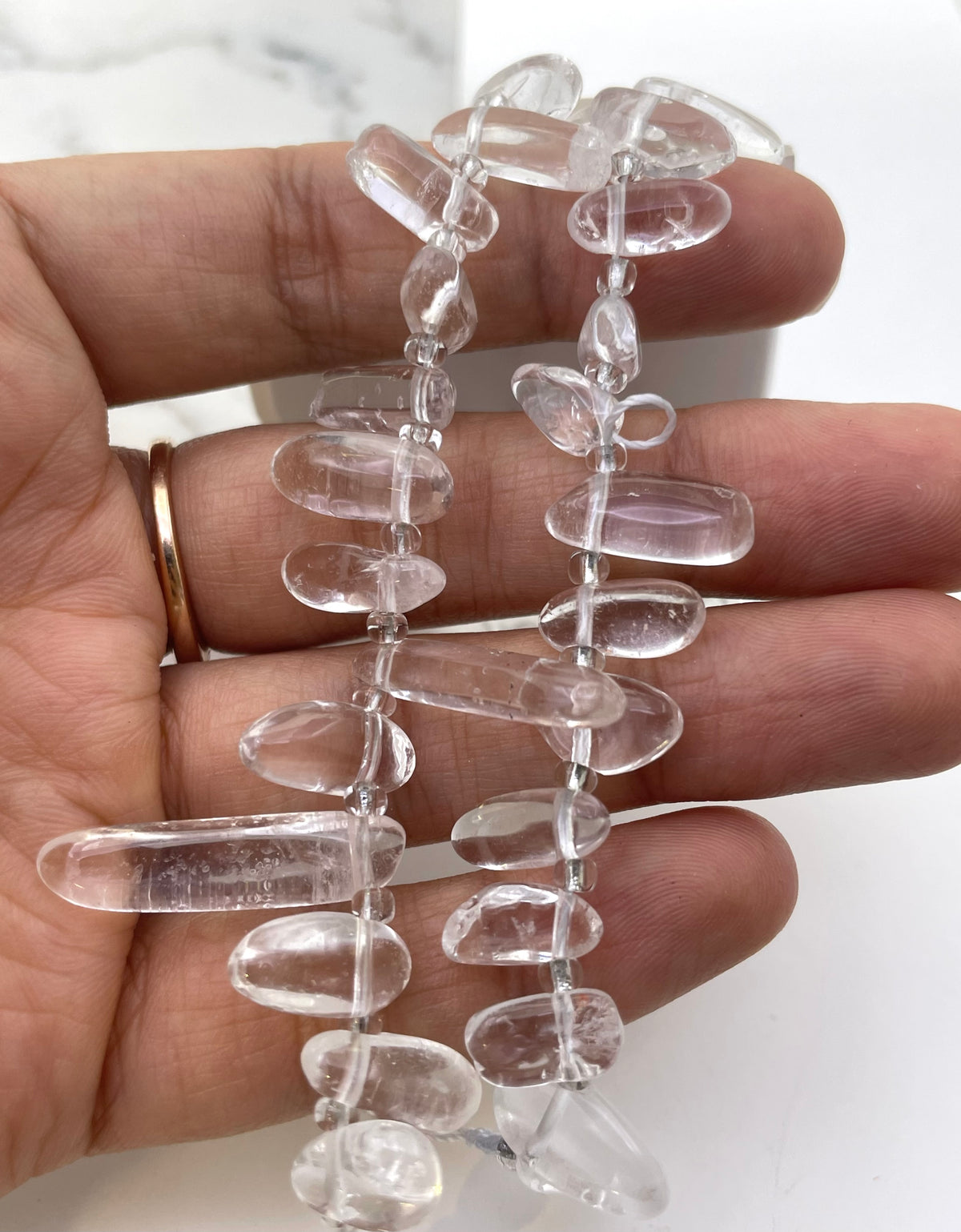 Raw tooth clear quartz